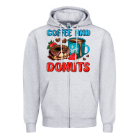 Heather Grey coffee and donuts Zipper Hoodie - AdoDesignShop