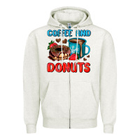 Oatmeal Heather coffee and donuts Zipper Hoodie - AdoDesignShop