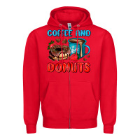 Red coffee and donuts Zipper Hoodie - AdoDesignShop