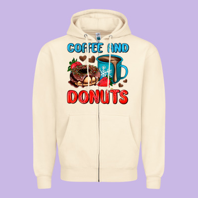 Coffee And Donuts Zipper Hoodie Designed By Adodesignshop