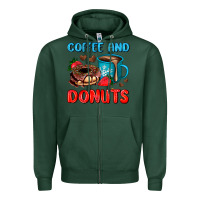 Sports Green coffee and donuts Zipper Hoodie - AdoDesignShop