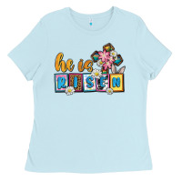 Baby Blue Easter Day He is risen Ladies Tee - OliviaCreatesArt