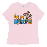 Bubblegum Pink Easter Day He is risen Ladies Tee - OliviaCreatesArt