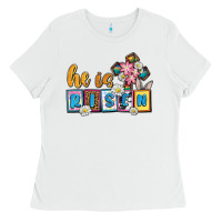 White Easter Day He is risen Ladies Tee - OliviaCreatesArt