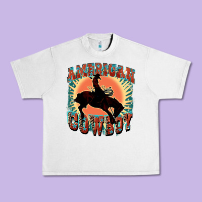 American Cowboy Urban Heavy Tee Designed By Fadigitalartstudio