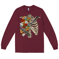 Burgundy kinda emotionless kinda emotional skeleton chest Long Sleeve Tee - FaDigitalArtStudio