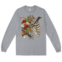 Heather Grey kinda emotionless kinda emotional skeleton chest Long Sleeve Tee - FaDigitalArtStudio