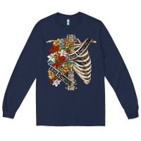 Navy kinda emotionless kinda emotional skeleton chest Long Sleeve Tee - FaDigitalArtStudio