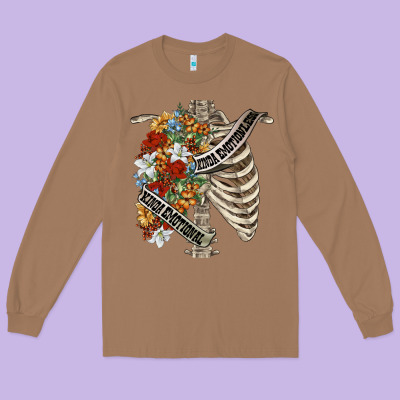 Kinda Emotionless Kinda Emotional Skeleton Chest Long Sleeve Tee Designed By Fadigitalartstudio
