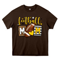 Chocolate Brown Football mom yellow team color Heavy Core Tee - HowdyJamesFarm