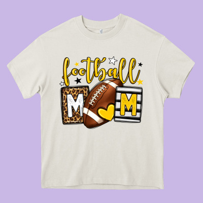 Football Mom Yellow Team Color Heavy Core Tee Designed By Howdyjamesfarm