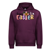 Mauve Wine Happy Easter With Cross Urban Hoodie - RanaPortraitStore