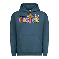 Pigment Midnight Navy Happy Easter With Cross Urban Hoodie - RanaPortraitStore