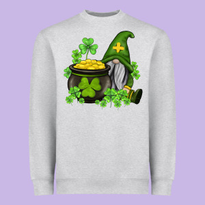 St Patricks Gnome And Pot Of Gold Heavyweight Sweatshirt Designed By Adodesignshop