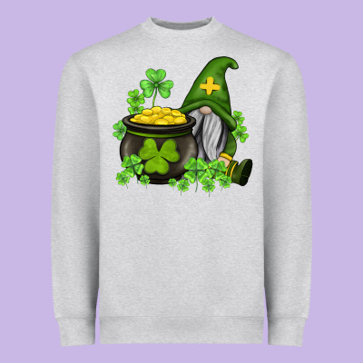 St Patricks Gnome And Pot Of Gold Heavyweight Sweatshirt Designed By Adodesignshop