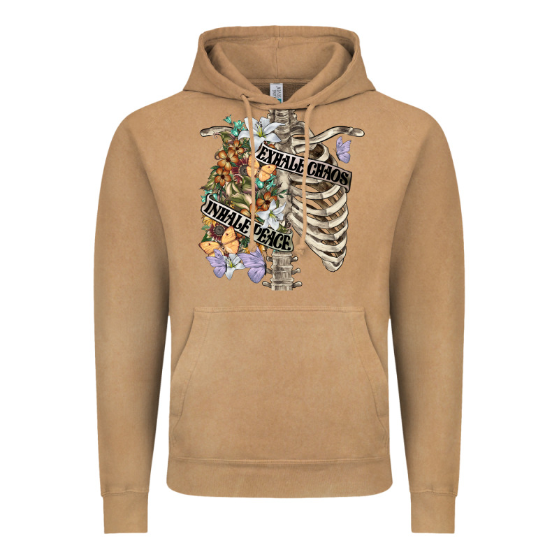 Inhale Peace Exhale Chaos Chest Vintage Hoodie by FaDigitalArtStudio | Teevron