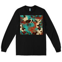 Black Serape Turquoise Glitter Cowhide  Tooled Leather  Tumbler Long Sleeve Tee - FaDigitalArtStudio