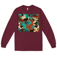 Burgundy Serape Turquoise Glitter Cowhide  Tooled Leather  Tumbler Long Sleeve Tee - FaDigitalArtStudio