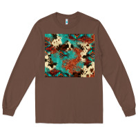 Chestnut Serape Turquoise Glitter Cowhide  Tooled Leather  Tumbler Long Sleeve Tee - FaDigitalArtStudio