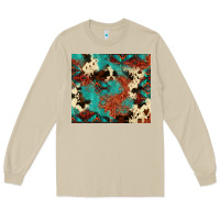 Mushroom Serape Turquoise Glitter Cowhide  Tooled Leather  Tumbler Long Sleeve Tee - FaDigitalArtStudio