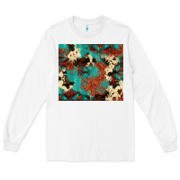 White Serape Turquoise Glitter Cowhide  Tooled Leather  Tumbler Long Sleeve Tee - FaDigitalArtStudio