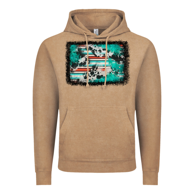 Western Serape Cowhide Turquoise Glitter Vintage Hoodie by FaDigitalArtStudio | Teevron