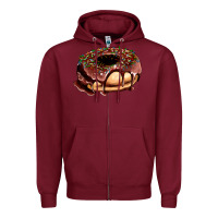 Burgundy chocolate donut with candies Zipper Hoodie - AdoDesignShop