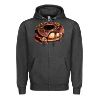 Charcoal Heather chocolate donut with candies Zipper Hoodie - AdoDesignShop