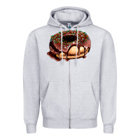 Heather Grey chocolate donut with candies Zipper Hoodie - AdoDesignShop