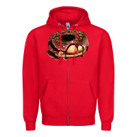 Red chocolate donut with candies Zipper Hoodie - AdoDesignShop
