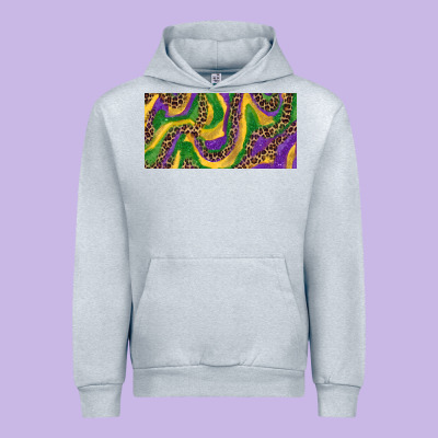 Mardi Gras Colors With Leopard Urban Hoodie Designed By Ranaportraitstore