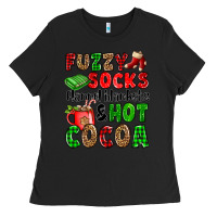 Black fuzzy socks flannel blankets and hot cocoa Ladies Tee - OliviaCreatesArt