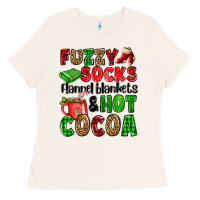 Bone fuzzy socks flannel blankets and hot cocoa Ladies Tee - OliviaCreatesArt