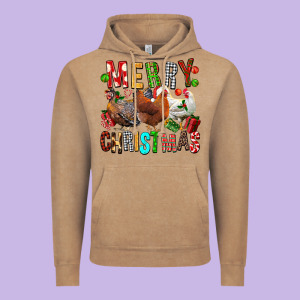 Merry Christmas Chickens Vintage Hoodie Designed By Fadigitalartstudio