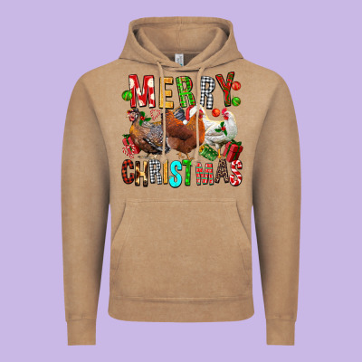 Merry Christmas Chickens Vintage Hoodie Designed By Fadigitalartstudio