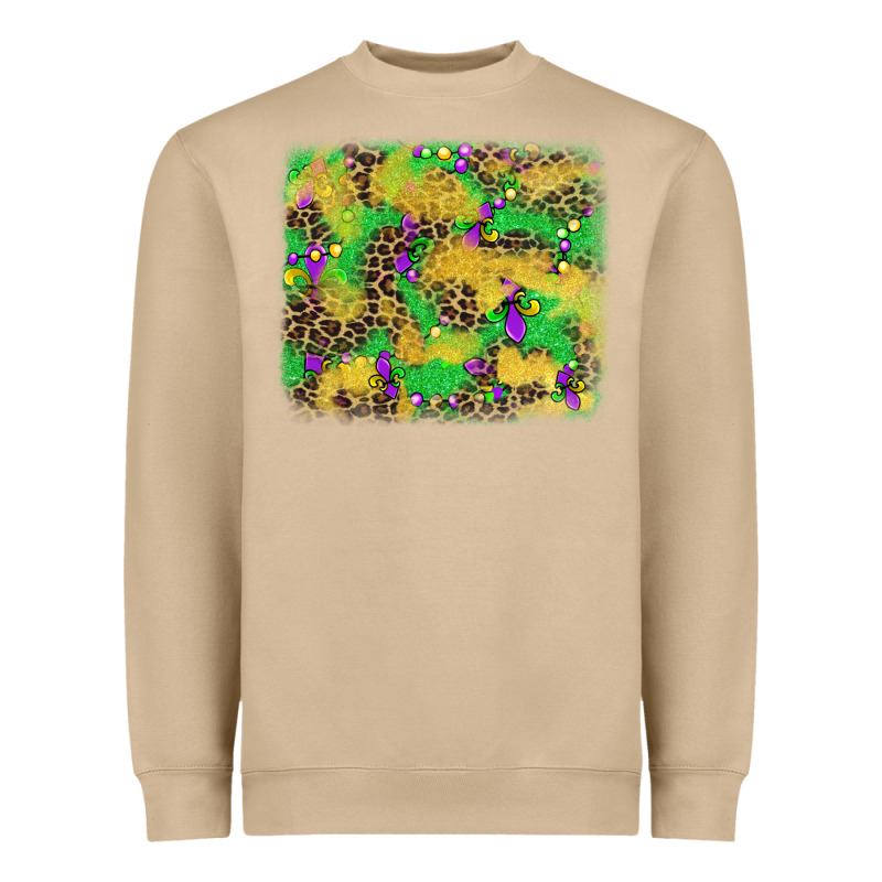 Mardi Gras Fleur De Lis And Leopard Background Heavyweight Sweatshirt by AdoDesignShop | Teevron