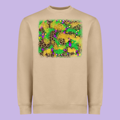 Mardi Gras Fleur De Lis And Leopard Background Heavyweight Sweatshirt Designed By Adodesignshop