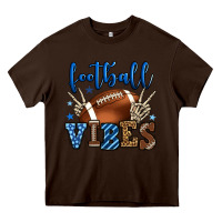 Chocolate Brown Football vibes blue and grey team color Heavy Core Tee - HowdyJamesFarm
