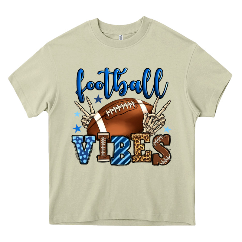 Football Vibes Blue And Grey Team Color Heavy Core Tee by HowdyJamesFarm | Teevron