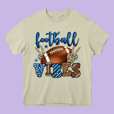 Football Vibes Blue And Grey Team Color Heavy Core Tee Designed By Howdyjamesfarm