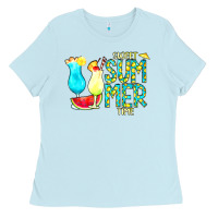 Baby Blue sweet summer time turquoise yellow Ladies Tee - CowCowDesign