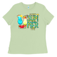 Matcha sweet summer time turquoise yellow Ladies Tee - CowCowDesign