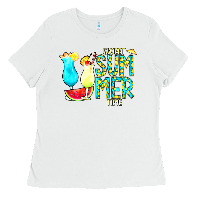 Sweet Summer Time Turquoise Yellow Ladies Tee by CowCowDesign | Teevron
