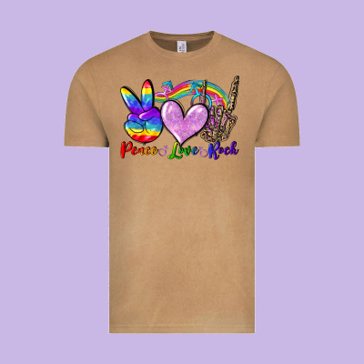 Peace Love Rock Vintage Tee Designed By Fadigitalartstudio