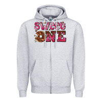 Heather Grey sweet one donut Zipper Hoodie - AdoDesignShop