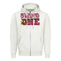 Oatmeal Heather sweet one donut Zipper Hoodie - AdoDesignShop