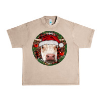 French Oak Hereford Cow Christmas Urban Heavy Tee - RanaPortraitStore