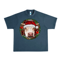 Midnight Navy Hereford Cow Christmas Urban Heavy Tee - RanaPortraitStore