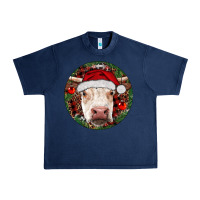 Navy Hereford Cow Christmas Urban Heavy Tee - RanaPortraitStore