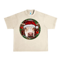 Sandshell Hereford Cow Christmas Urban Heavy Tee - RanaPortraitStore